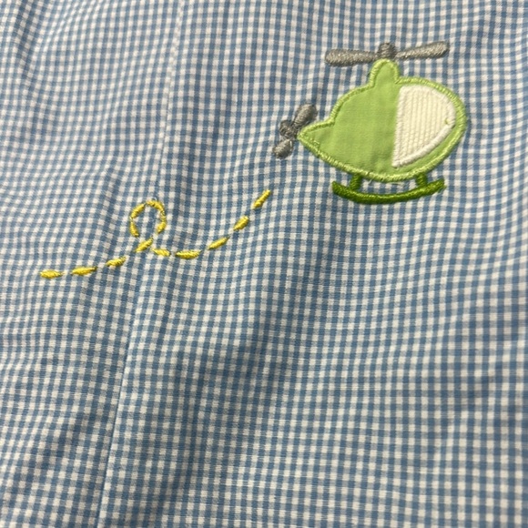 Petit Ami Blue and White Bodysuit with Embroidered Detail - Picture 2 of 9